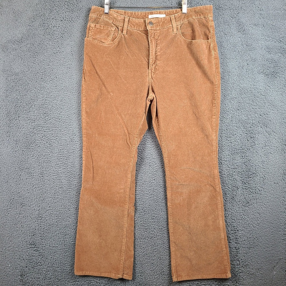 Levis 725 High Rise Bootcut Corduroy Pants Tan Brown Size 34 Womens Cords